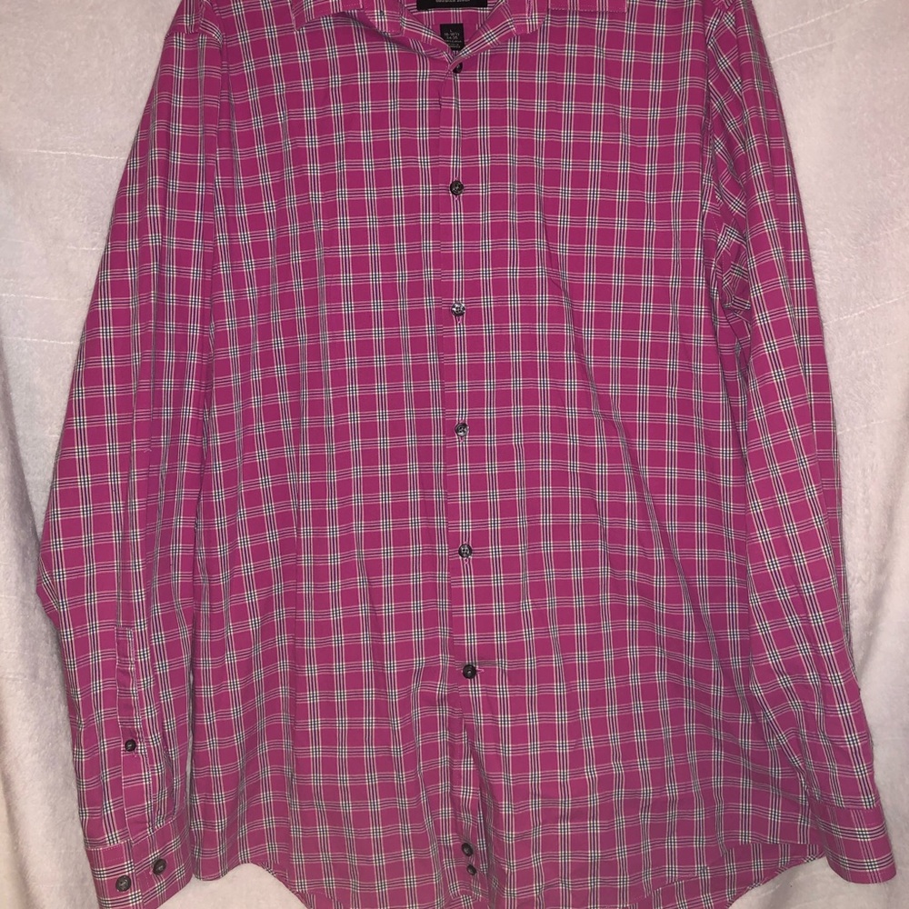 JF J. Ferrar Men Plaid Slim Fit Stretch 16-16 1/2